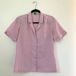 Lavender Vintage Silkmania by Lady Manhattan Short Sleeved Polyester Blouse